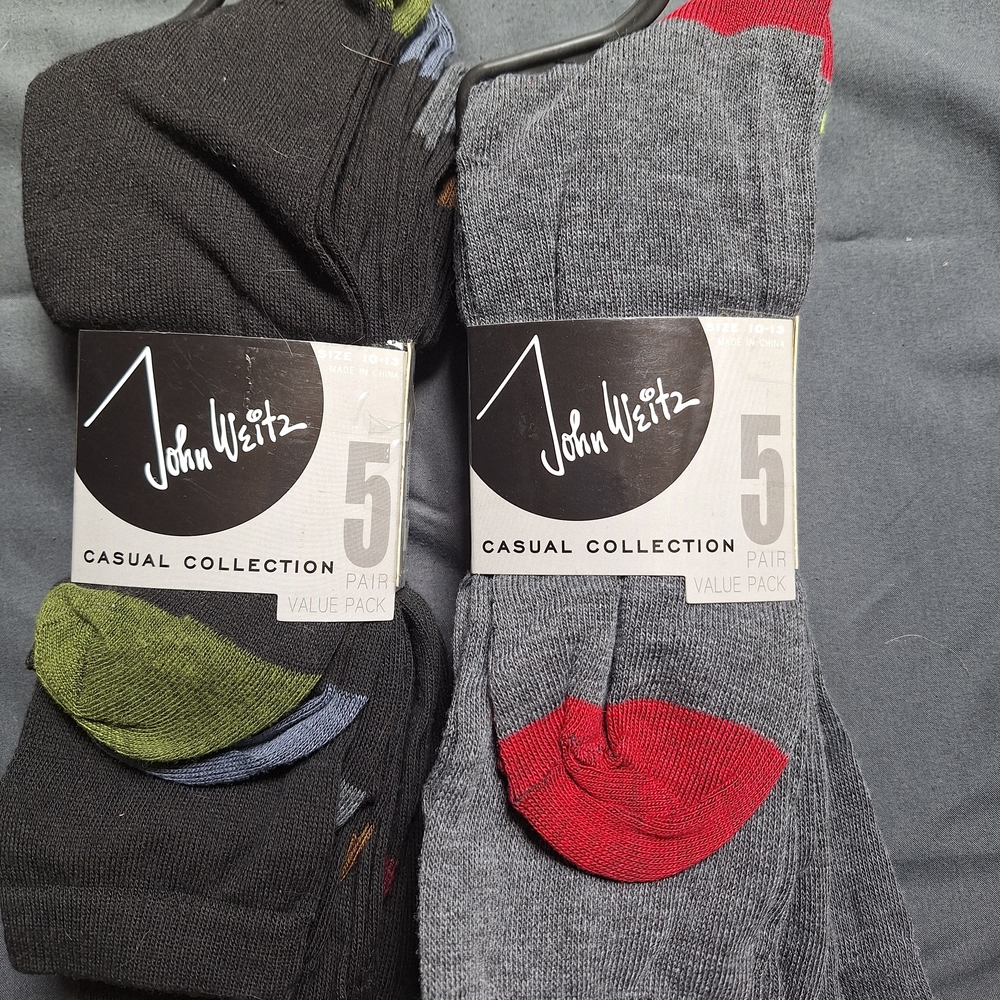 John Weitz Men's Casual Socks - Black, Gray, and Red